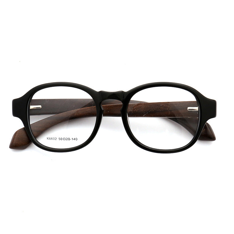 Wendell | Classic Round Full Rim Eyeglass Frames | Acetate Frame w/ Wooden Temples