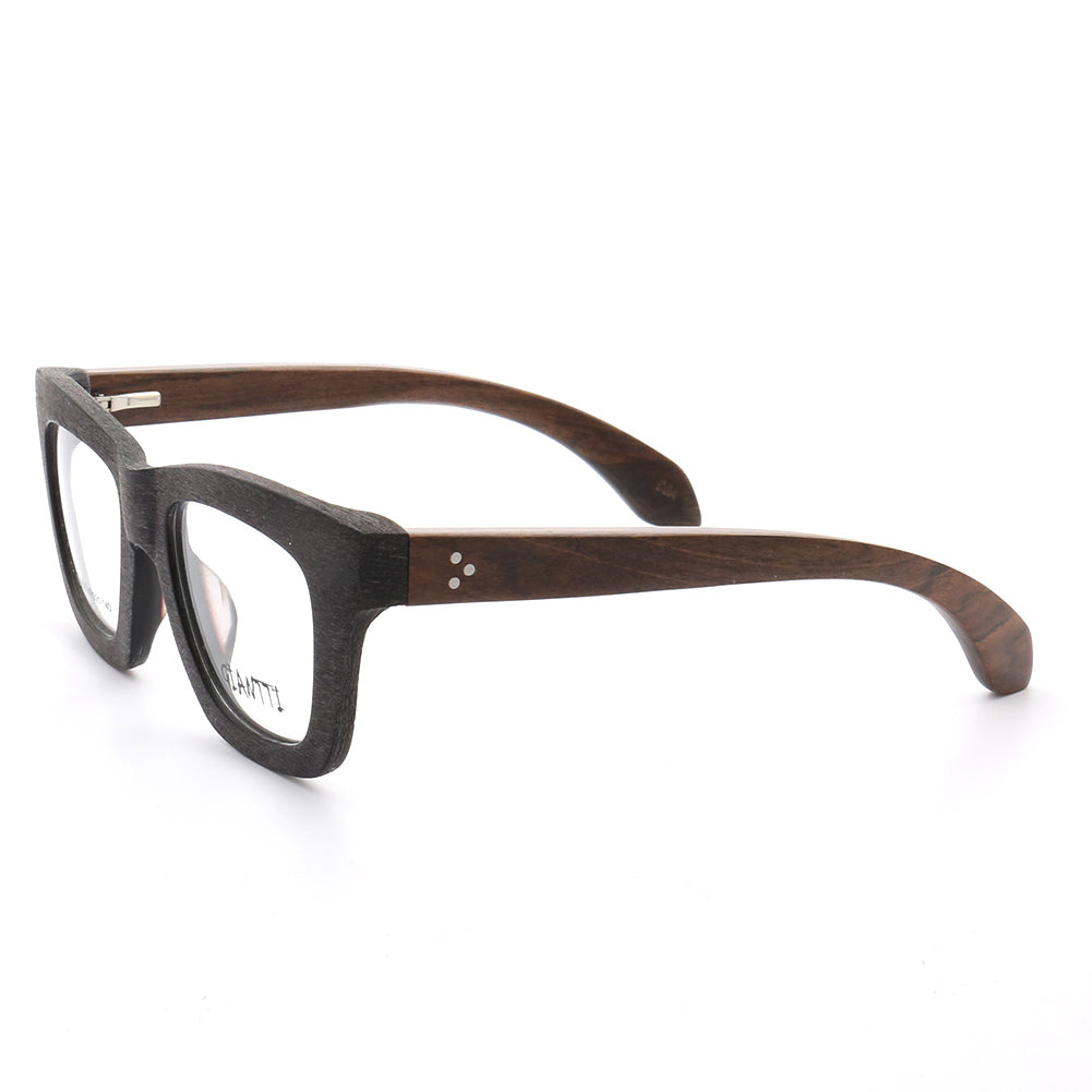 Austin | Retro Oversized Mens Wood Eyeglass Frames  | Vintage Square Wooden Glasses Frames Online