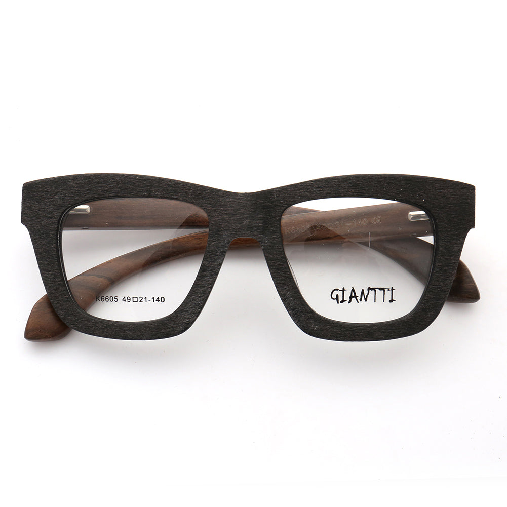 Austin | Retro Oversized Mens Wood Eyeglass Frames  | Vintage Square Wooden Glasses Frames Online