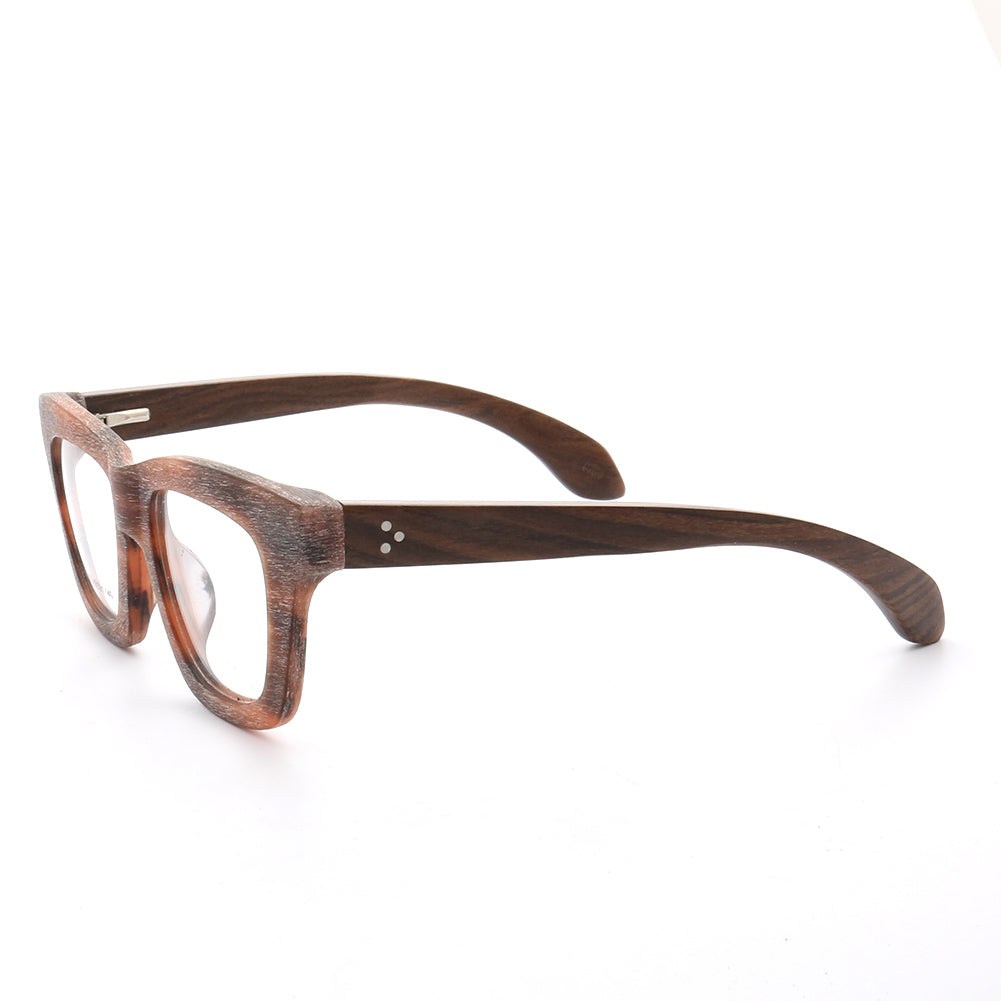 Austin | Retro Oversized Mens Wood Eyeglass Frames  | Vintage Square Wooden Glasses Frames Online