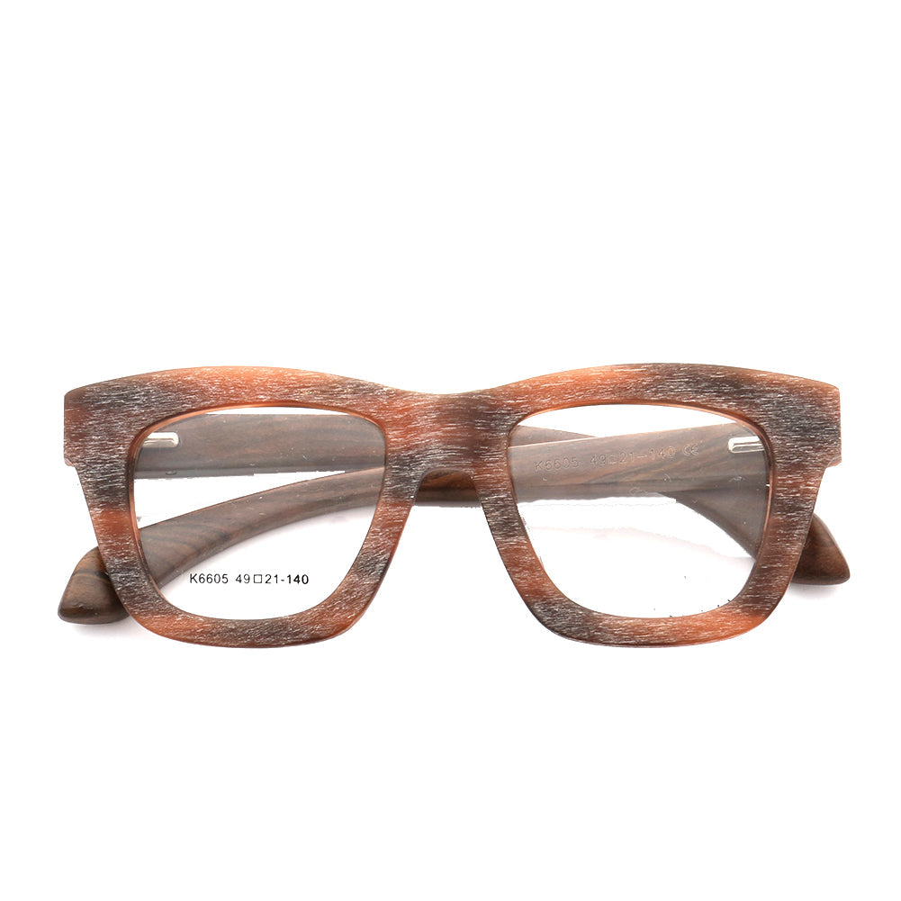 Austin | Retro Oversized Mens Wood Eyeglass Frames  | Vintage Square Wooden Glasses Frames Online