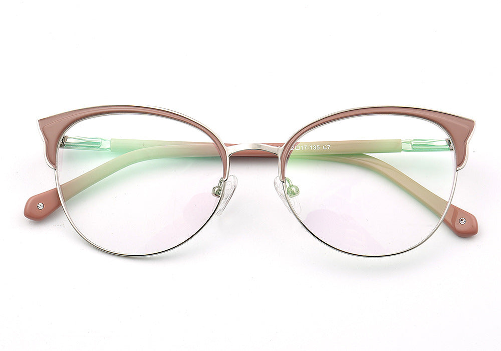 Evelyn | Stylish Stainless Steel Glasses For Women | Modern Half Rim Cat Eye Frame
