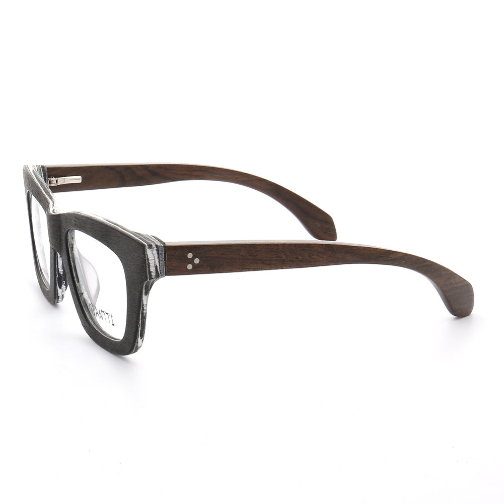 Austin | Retro Oversized Mens Wood Eyeglass Frames  | Vintage Square Wooden Glasses Frames Online