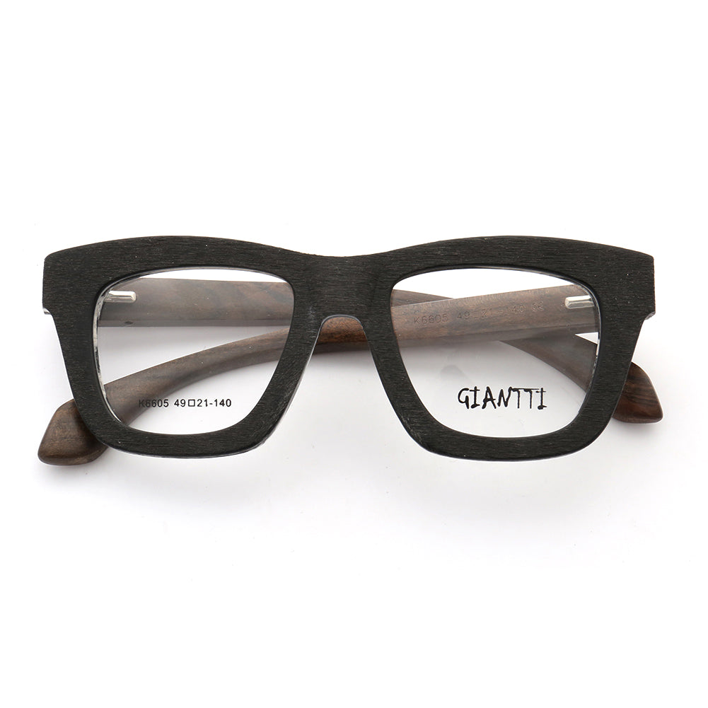 Austin | Retro Oversized Mens Wood Eyeglass Frames  | Vintage Square Wooden Glasses Frames Online