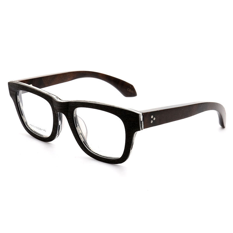 Harrison | Mens Retro Oversized Wood Eyeglass Frames | Women Square Wooden Glasses