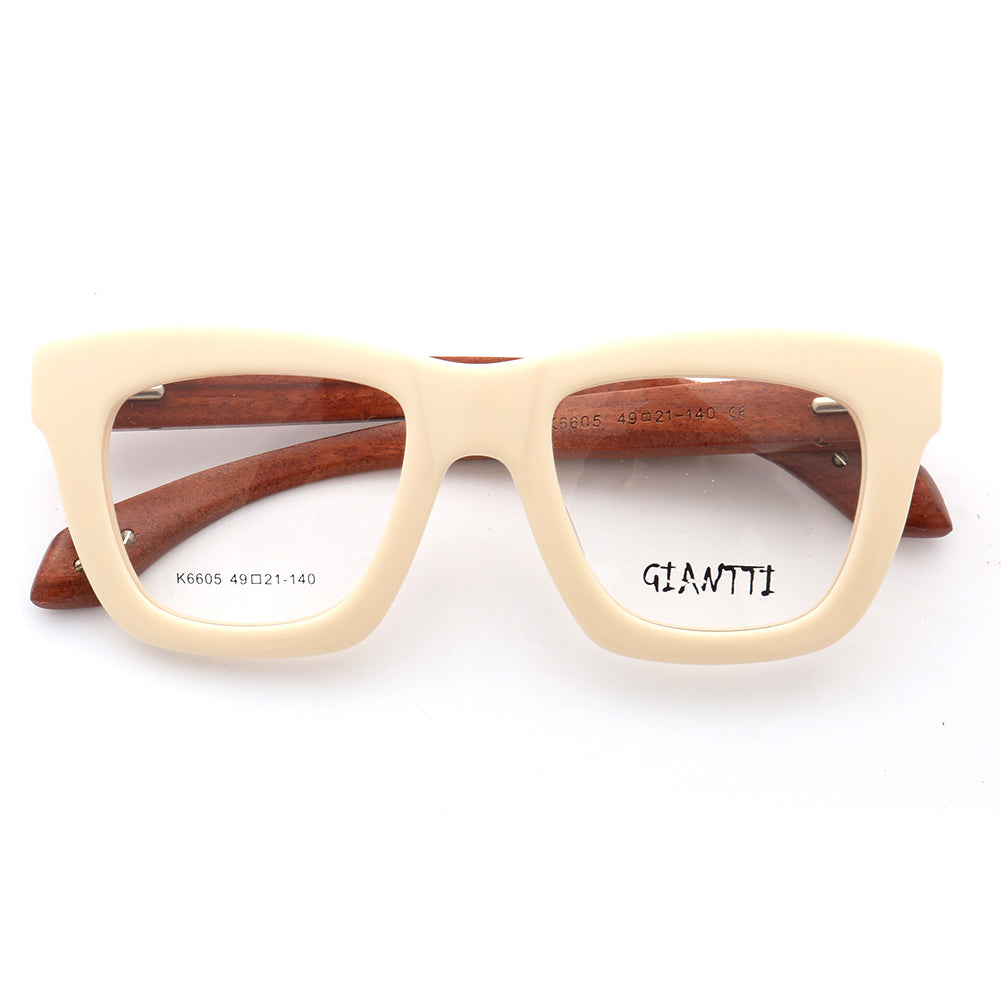 Austin | Retro Oversized Mens Wood Eyeglass Frames  | Vintage Square Wooden Glasses Frames Online