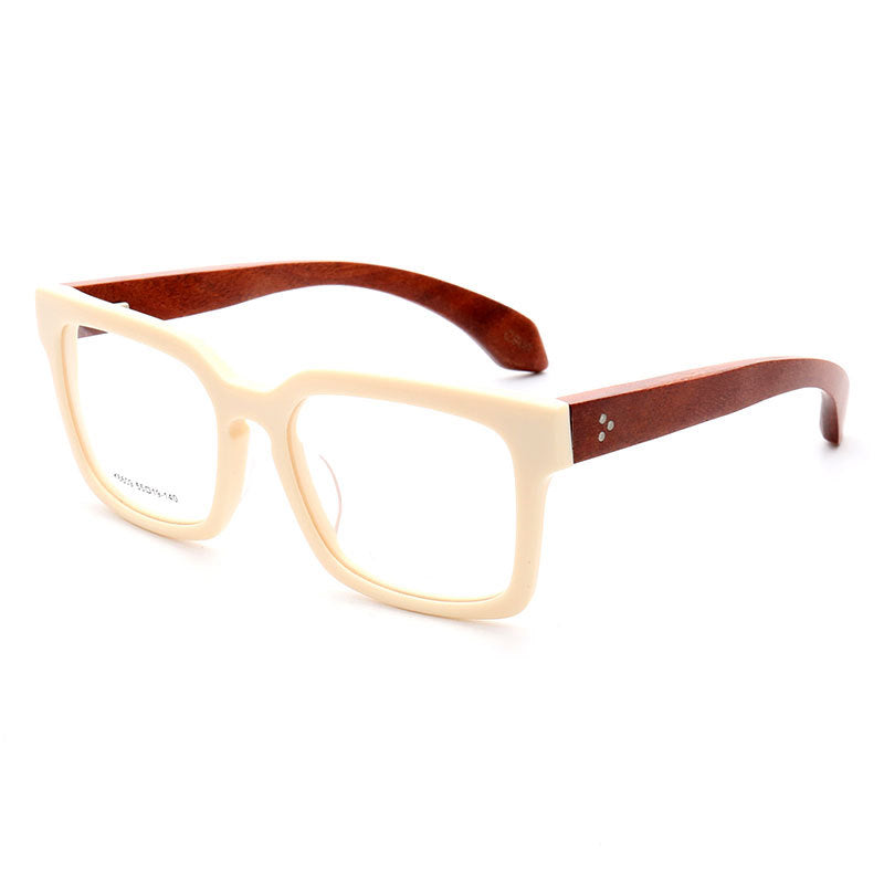Derby | Oversized Square Wooden Eyeglasses | Classic Acetate Frames w/ Wood Temples