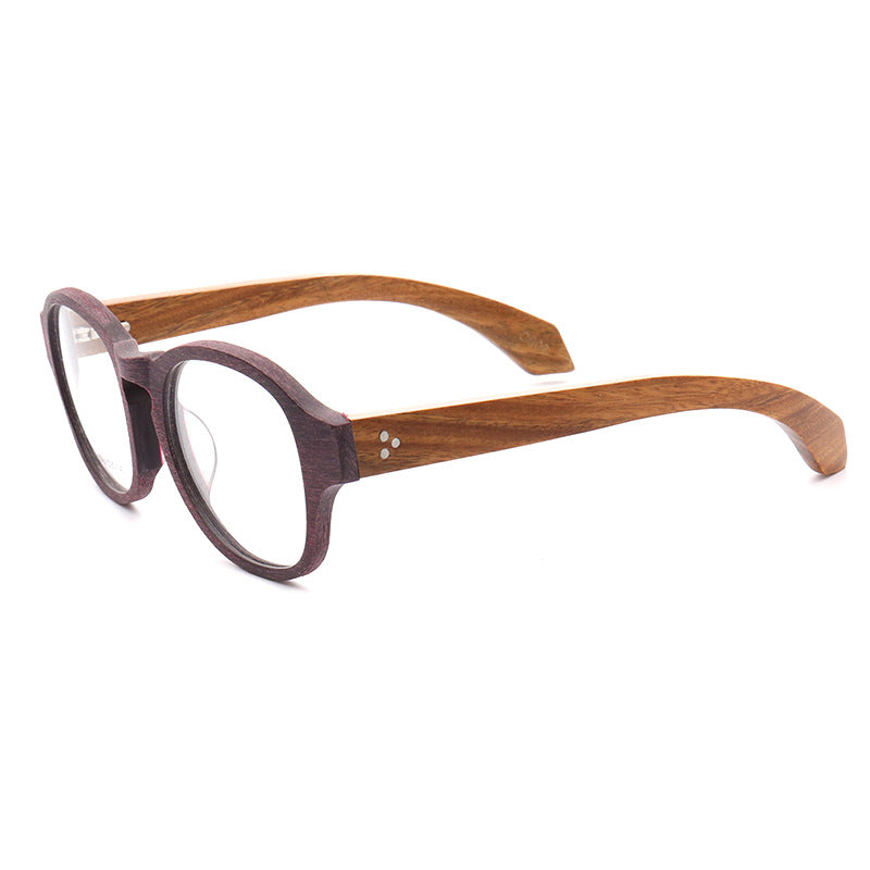 Wendell | Classic Round Full Rim Eyeglass Frames | Acetate Frame w/ Wooden Temples