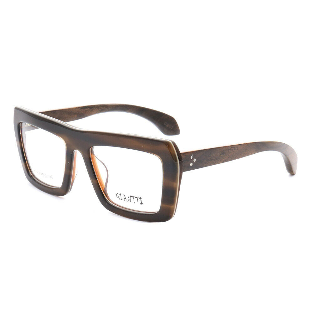 Garland | Retro Oversized Wooden Eyeglasses For Men & Women | Acetate Frame w/ Wood Temples