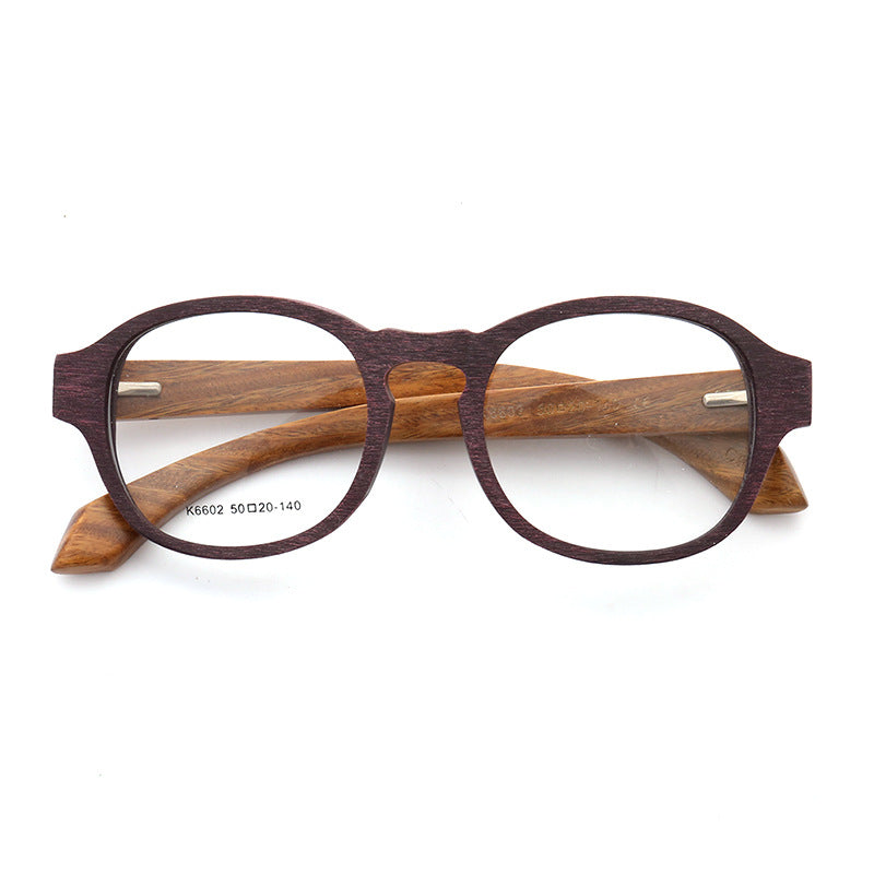 Wendell | Classic Round Full Rim Eyeglass Frames | Acetate Frame w/ Wooden Temples