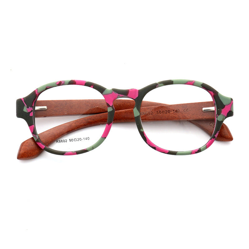 Wendell | Classic Round Full Rim Eyeglass Frames | Acetate Frame w/ Wooden Temples