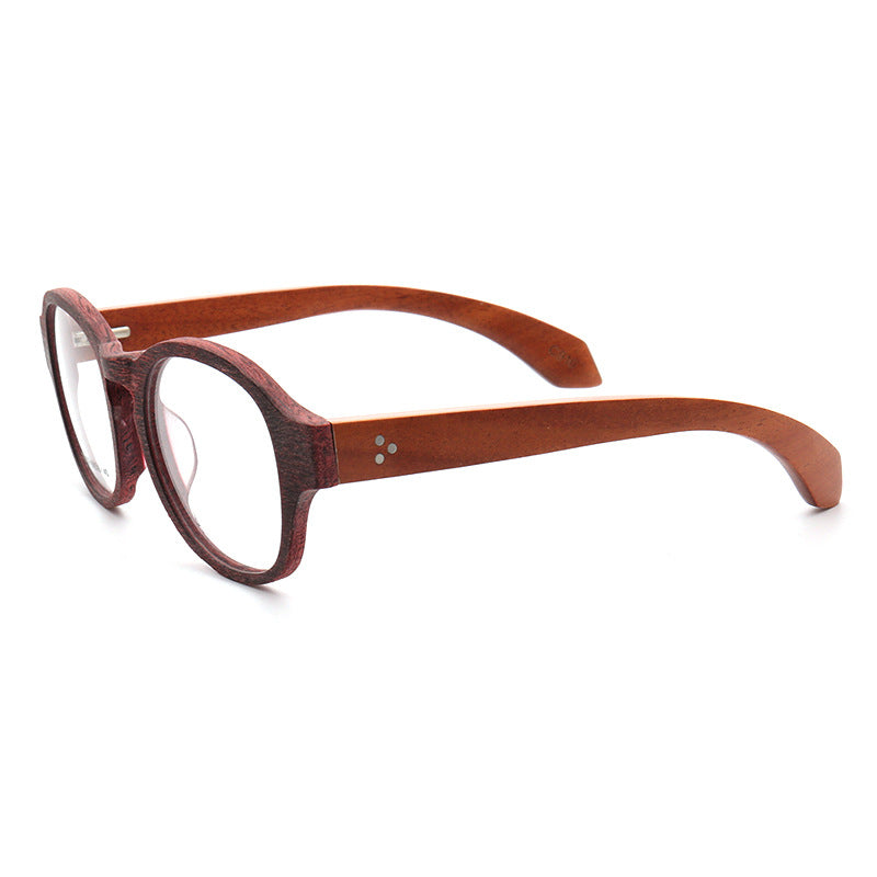 Wendell | Classic Round Full Rim Eyeglass Frames | Acetate Frame w/ Wooden Temples