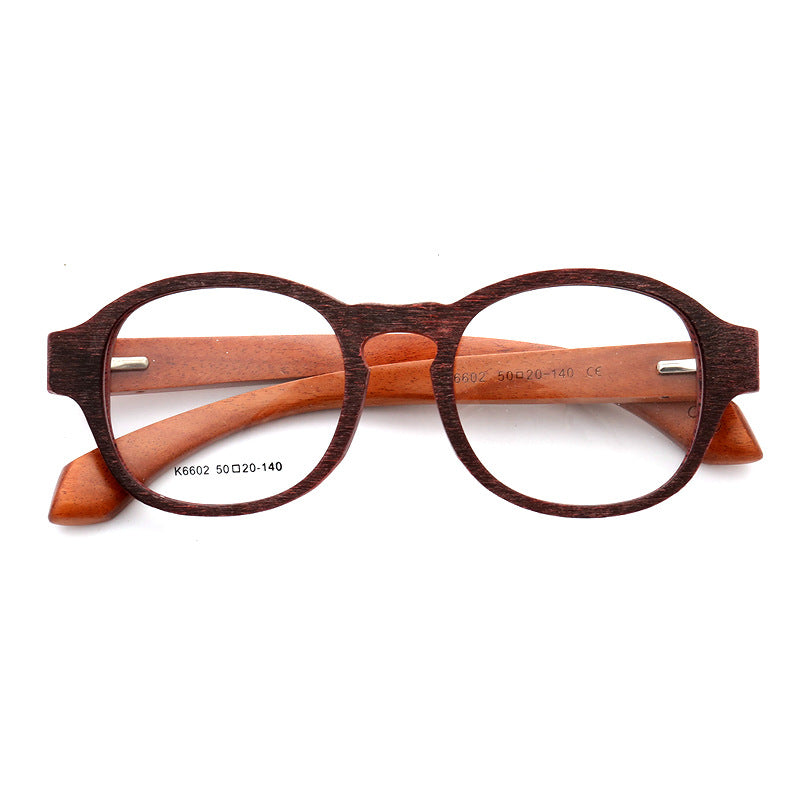 Wendell | Classic Round Full Rim Eyeglass Frames | Acetate Frame w/ Wooden Temples