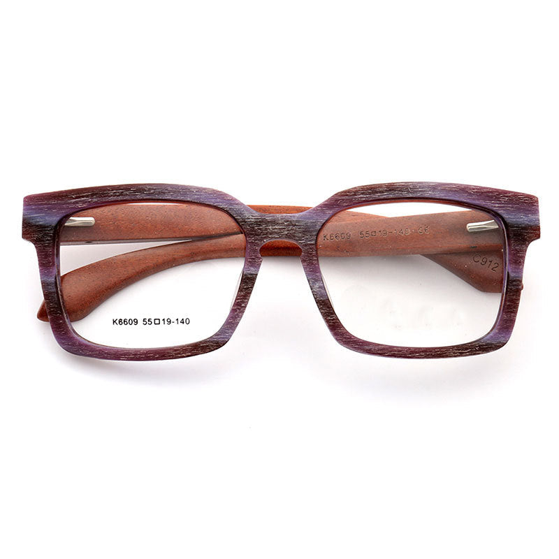 Derby | Oversized Square Wooden Eyeglasses | Classic Acetate Frames w/ Wood Temples