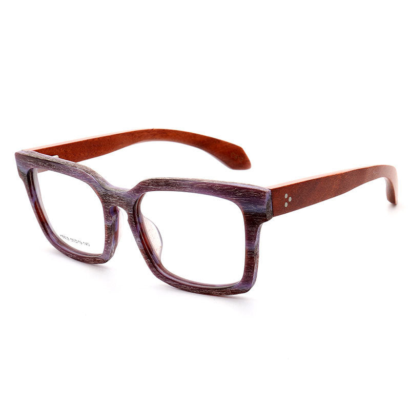 Derby | Oversized Square Wooden Eyeglasses | Classic Acetate Frames w/ Wood Temples