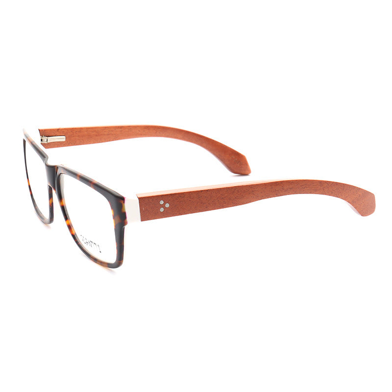 Lexington | Square Full Rim Wooden Eyeglasses | Modern Acetate Frames w/ Wood Temples