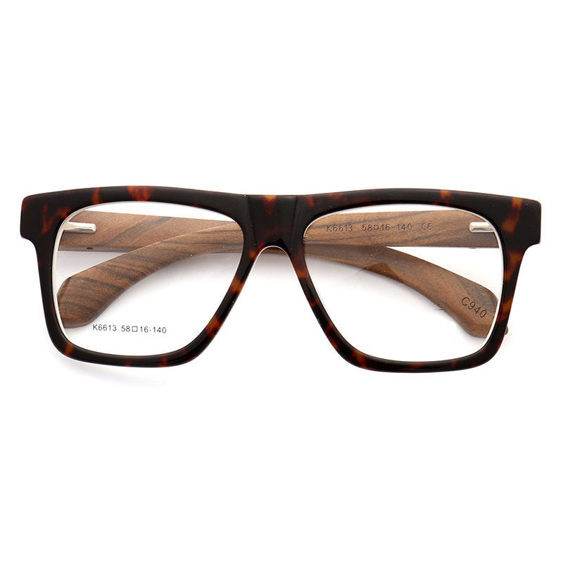 Brooks | 80s Oversized Mens Square Wood Eyeglasses | Vintage Wooden Glasses Frame Online