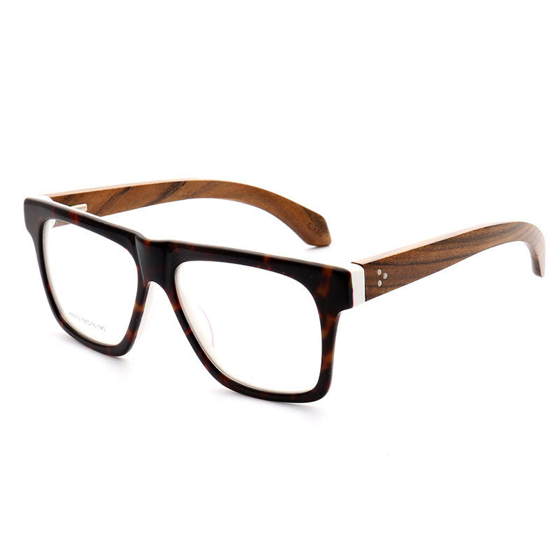 Brooks | 80s Oversized Mens Square Wood Eyeglasses | Vintage Wooden Glasses Frame Online