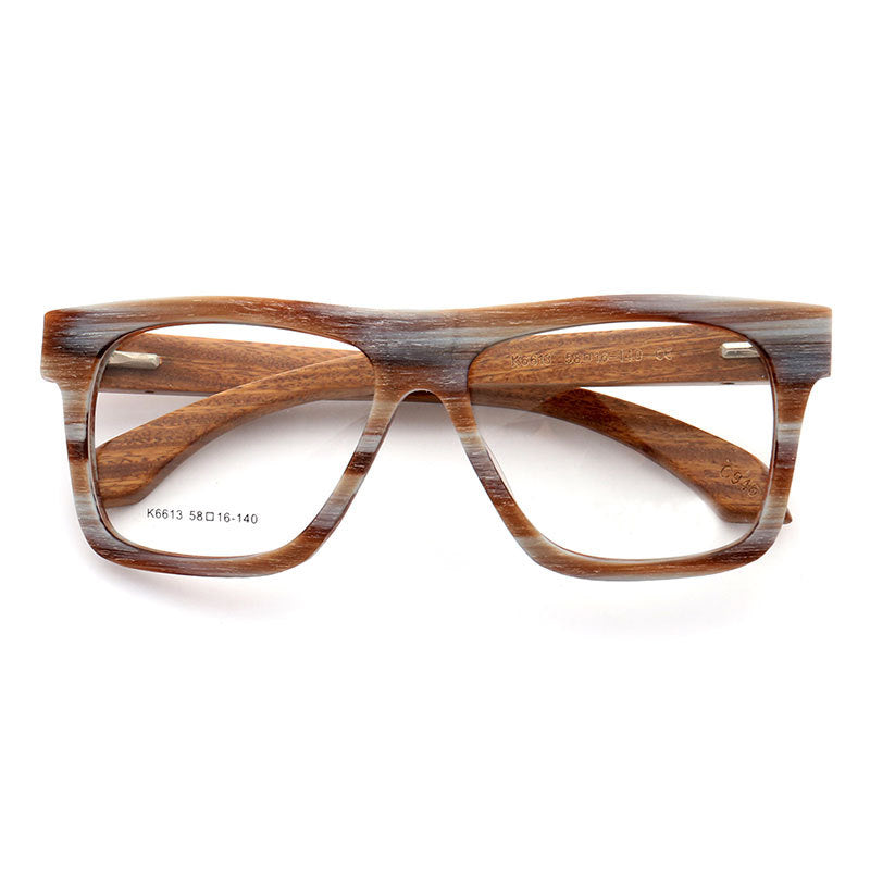 Brooks | 80s Oversized Mens Square Wood Eyeglasses | Vintage Wooden Glasses Frame Online