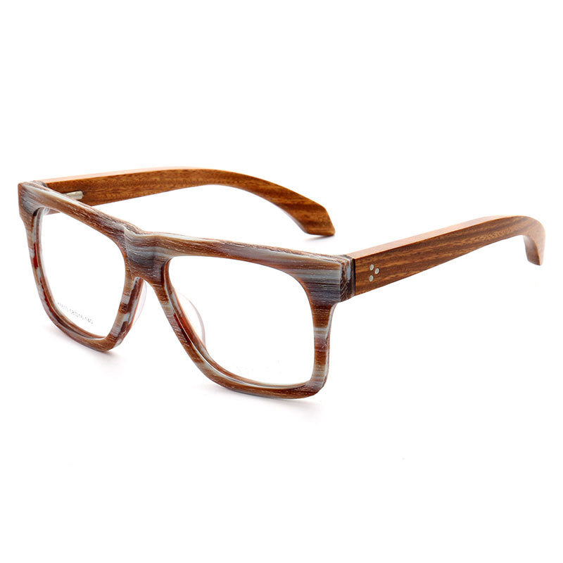Brooks | 80s Oversized Mens Square Wood Eyeglasses | Vintage Wooden Glasses Frame Online