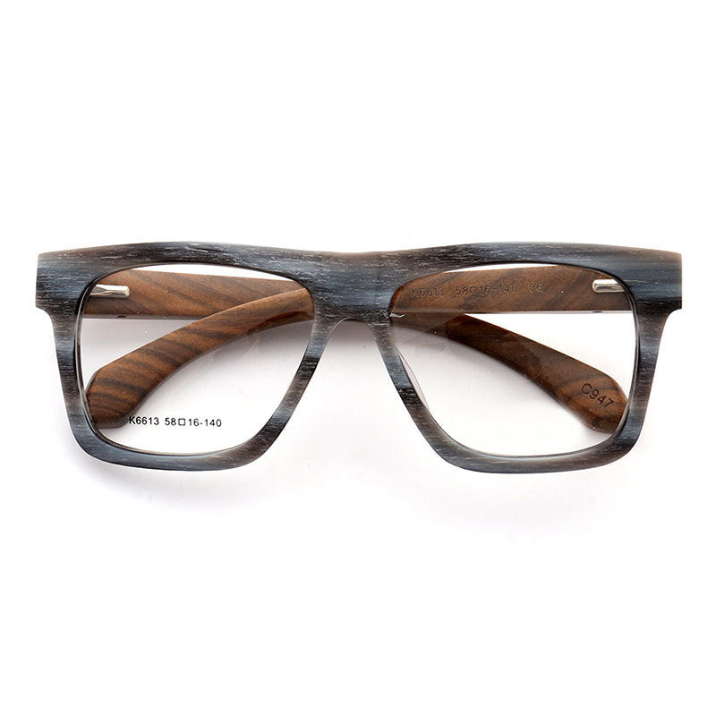 Brooks | 80s Oversized Mens Square Wood Eyeglasses | Vintage Wooden Glasses Frame Online