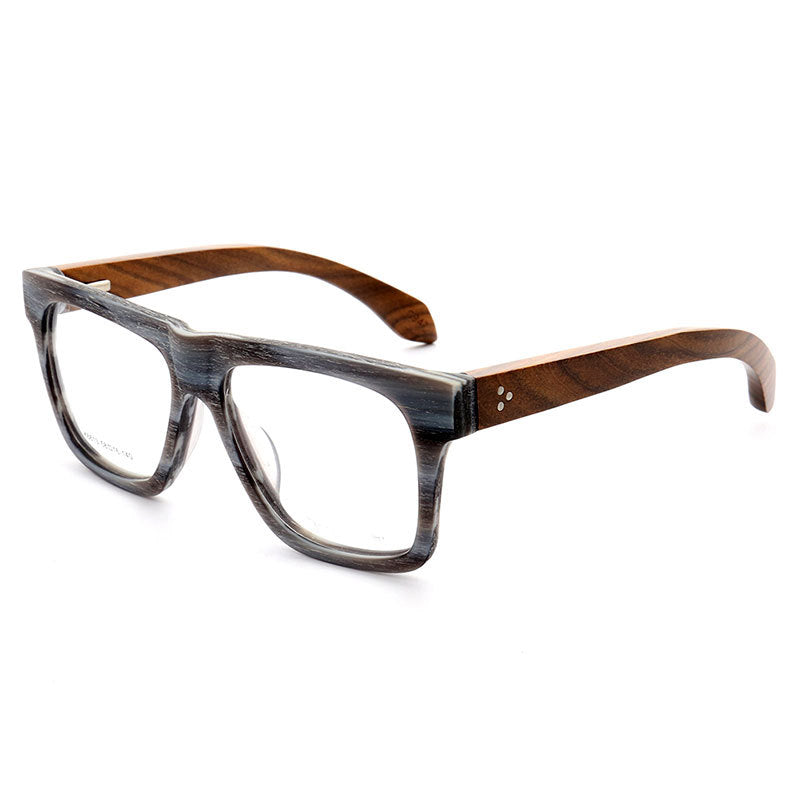 Brooks | 80s Oversized Mens Square Wood Eyeglasses | Vintage Wooden Glasses Frame Online