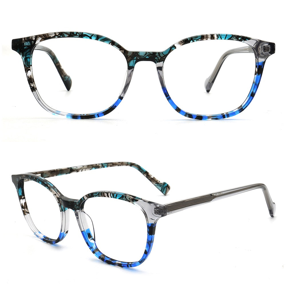 Dakota | Modern Square Floral Optical Eyeglasses | Retro Tortoise Glasses Frame for Women & Men