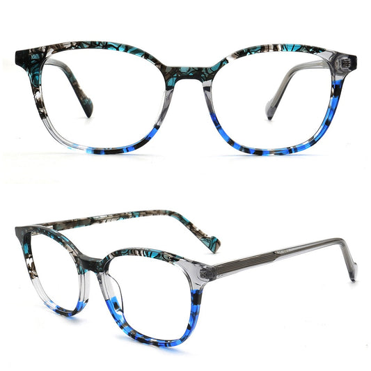 Dakota | Modern Square Floral Optical Eyeglasses | Retro Tortoise Glasses Frame for Women & Men