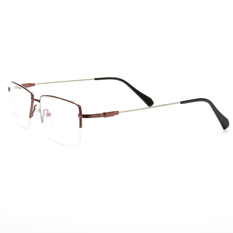 Nelson | Flexible Semi Rimless Memory Metal Eyeglasses | Rectangular Business Design For Men