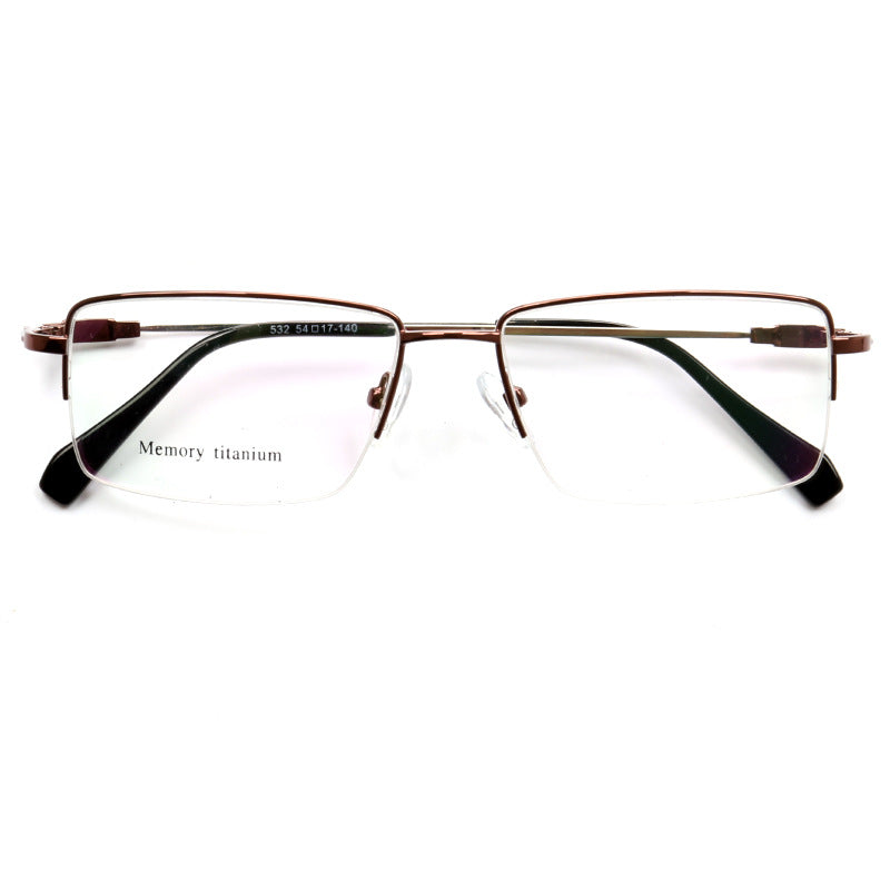 Nelson | Flexible Semi Rimless Memory Metal Eyeglasses | Rectangular Business Design For Men
