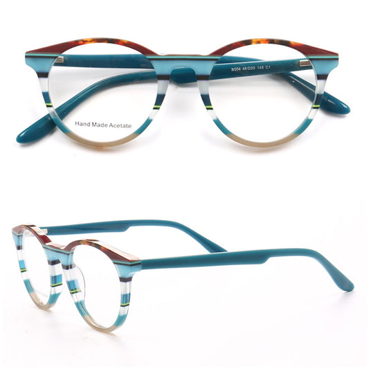 Bailey | Mens Round Fashionable Striped Eyeglass Frames | Trendy Eyewear Frames for Women Red Pink