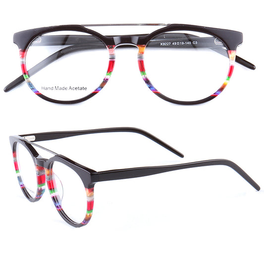 Parker | Retro Flat Top Eyeglasses | Colorful Acetate Glasses w/ Striped Design