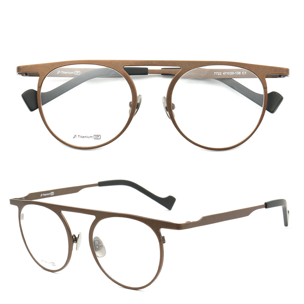Wilford | Vintage Flat Top Titanium Mens Eyeglasses | Hipster Round Womens Glasses Frames Online
