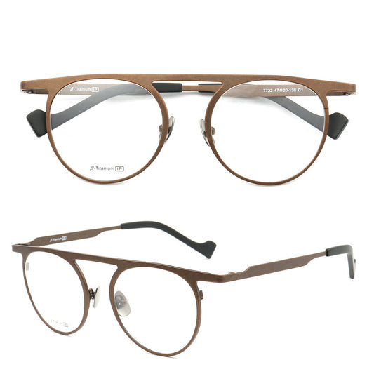 Wilford | Vintage Flat Top Titanium Mens Eyeglasses | Hipster Round Womens Glasses Frames Online