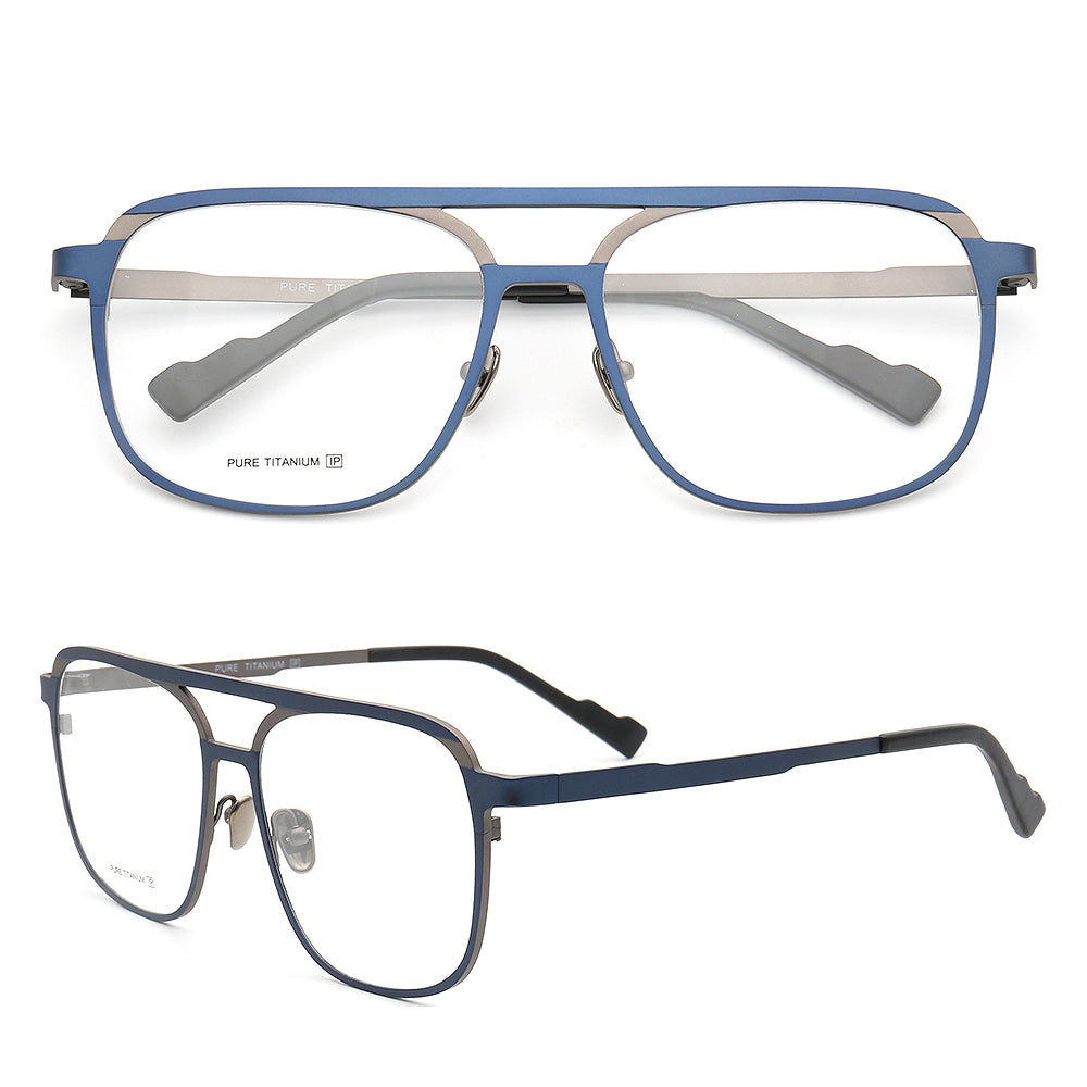 Franklyn | 80s Vintage Pilot Style Glasses | Lightweight Two Tone Titanium Frame