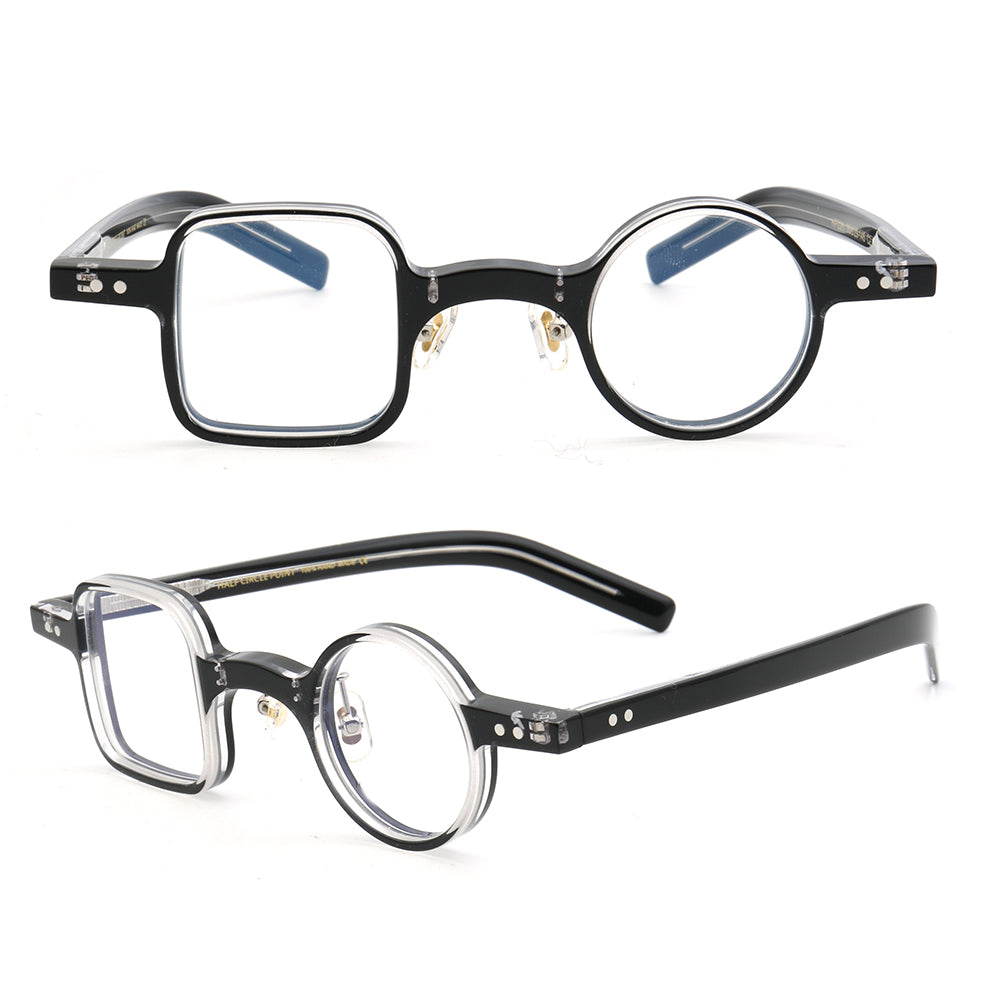 Sydney | Vintage Nerd Style Glasses w/ Mismatch Design | Funky Retro Acetate Design