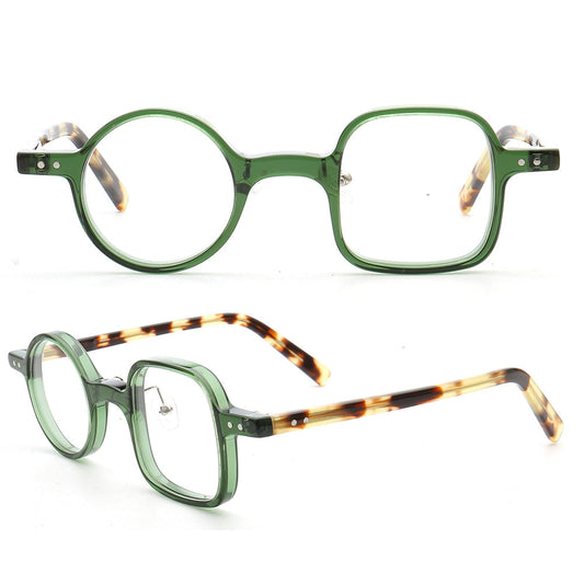 Harper | Retro Mismatch Round & Square Eyeglasses | Unique Acetate Eyeglasses w/ Tortoise Shell Design