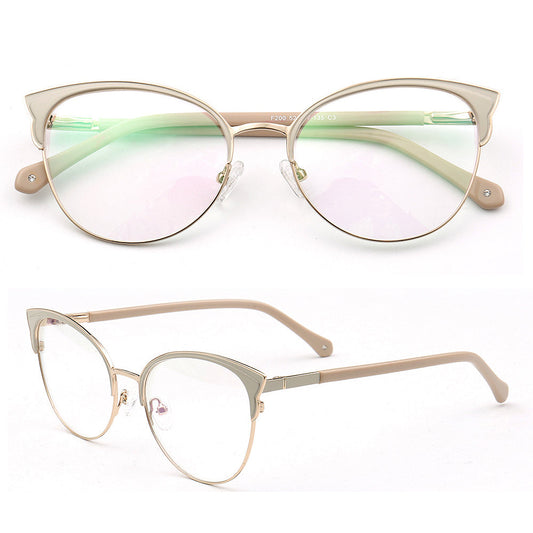 Evelyn | Stylish Stainless Steel Glasses For Women | Modern Half Rim Cat Eye Frame