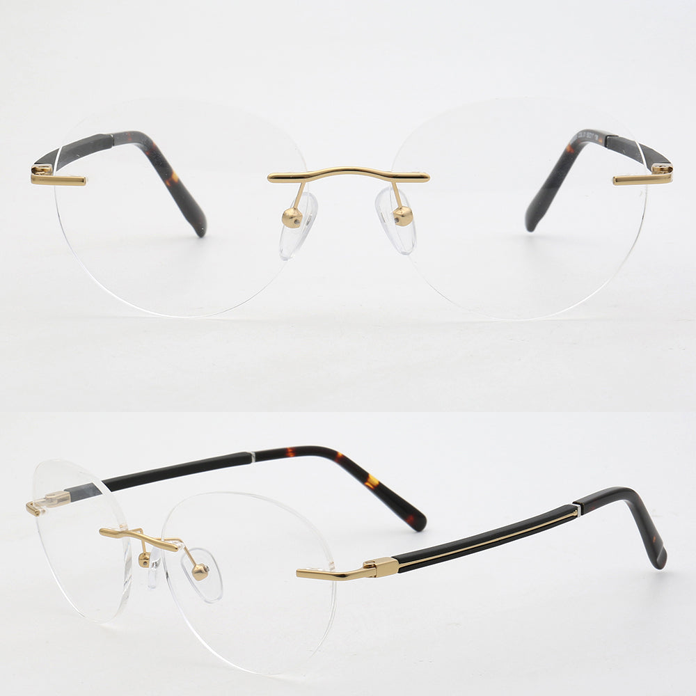 Branson | Round Rimless Metal Eyeglass Frames | Modern Business Design For Men & Women