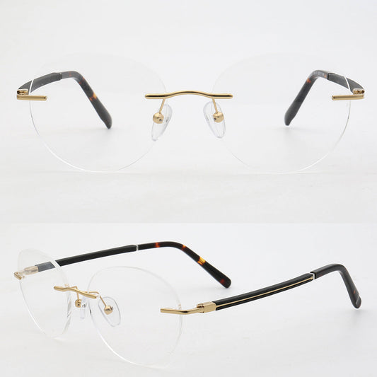 Branson | Round Rimless Metal Eyeglass Frames | Modern Business Design For Men & Women