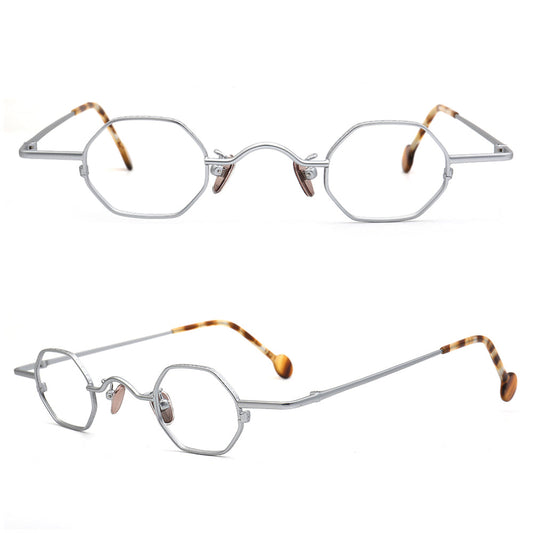 Kit | Vintage Metal Geometric Mens Glasses Frames | Retro Nerd Eyewear for Women Spectacles