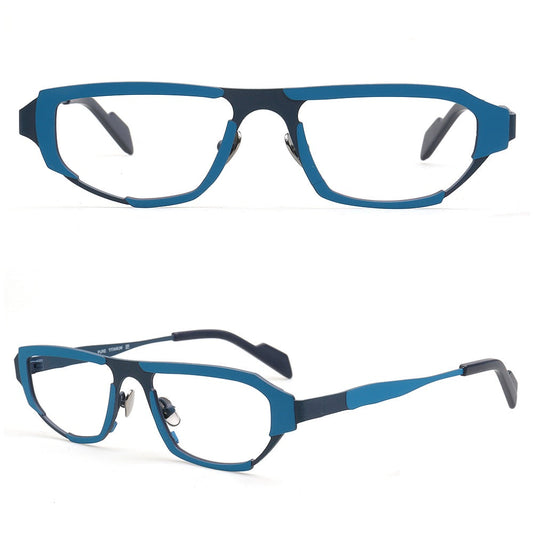 Arden | 80s Titanium Rectangle Eyeglasses for Men | Geometric Square Vintage Glasses Frames