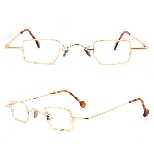 Wynn | Mens Retro Metal Rectangle Eyeglasses | Chic Square Vintage Nerd Glasses Frames for Women