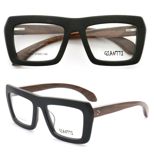 Garland | Retro Oversized Wooden Eyeglasses For Men & Women | Acetate Frame w/ Wood Temples