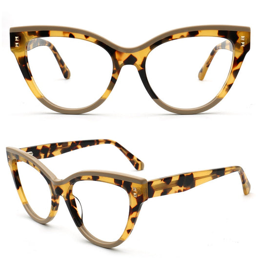 Clara | Modern Womens Cat Eye Optical Eyeglasses | Vintage Tortoise Leopard Print Glasses Frame for Female