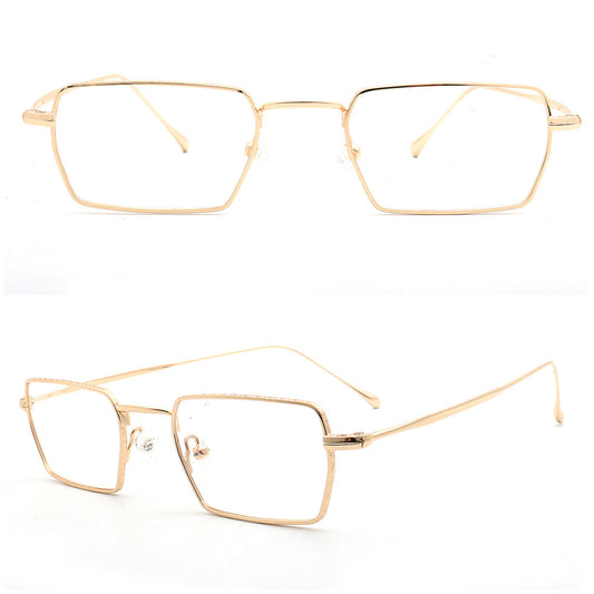Henry | Mens Business Metal Glasses Frames | Classic Rectangle Eyewear Gold Spectacles