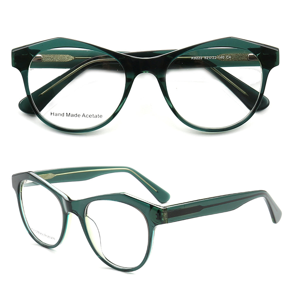 August | Semi Transparent Round Full Rim Acetate Glasses | Eyeglasses w/ Modern Geometric Frame