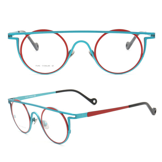 Quinn | Round Flat Top Pure Titanium Eyewear Frames | Funky Geometric Glasses For Men & Women