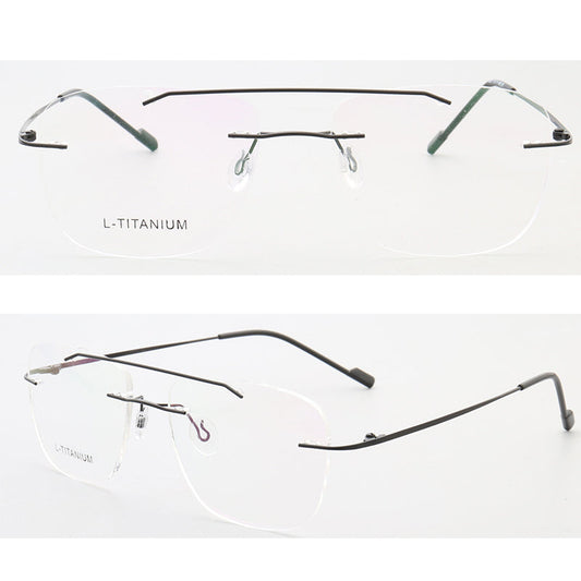 Armand | Rimless Double Bridge Metal Eyeglasses | Retro Flat Top Unisex Glasses