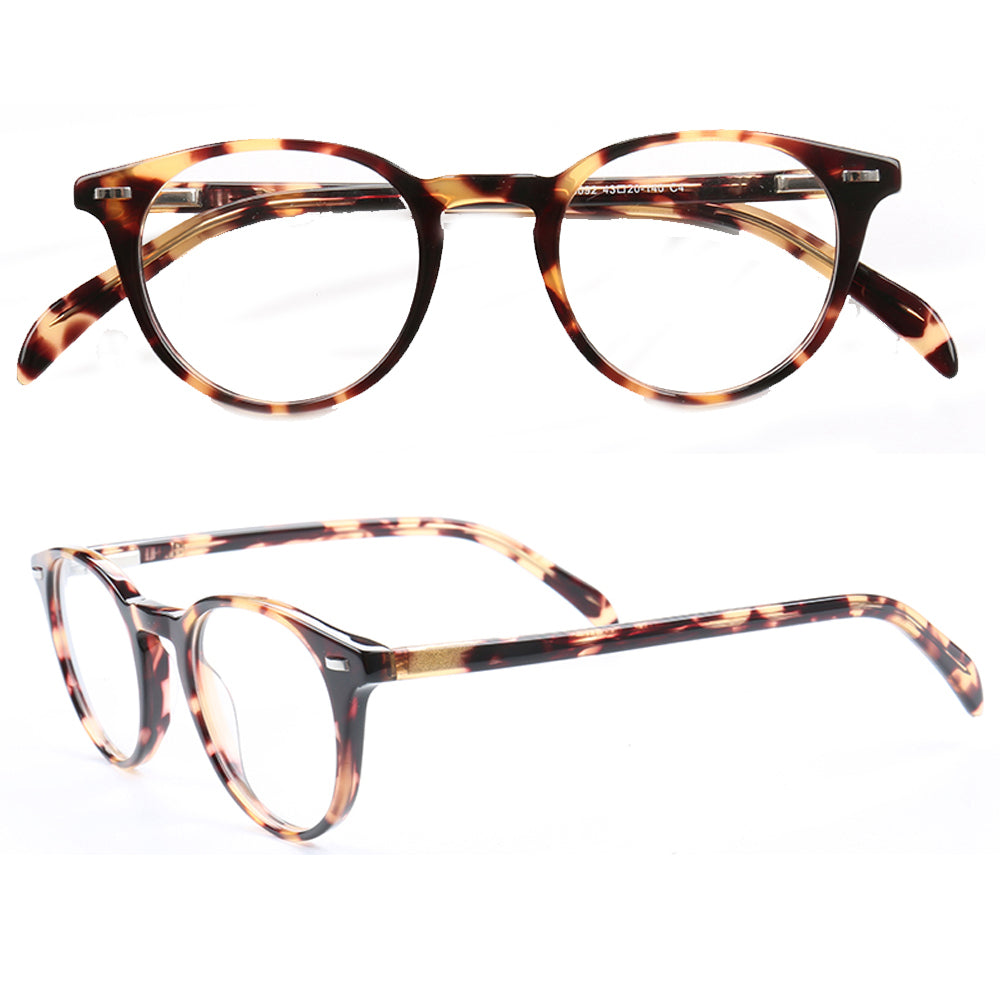 Axel | Classic Round Acetate Glasses w/ Tortoise Shell Design | Unisex Frame For Men & Women
